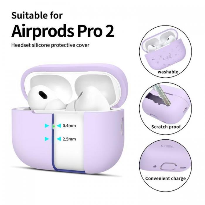 Tech-Protect - Tech-Protect Apple Airpods Pro 1/2 Skal Silikon - Lavender