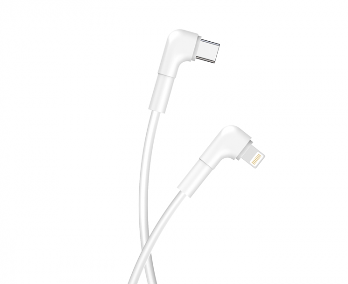 Maxlife - Maxlife VinkelUSB-C till Lightning kabel 1m 27W MXUC-09 - Vit