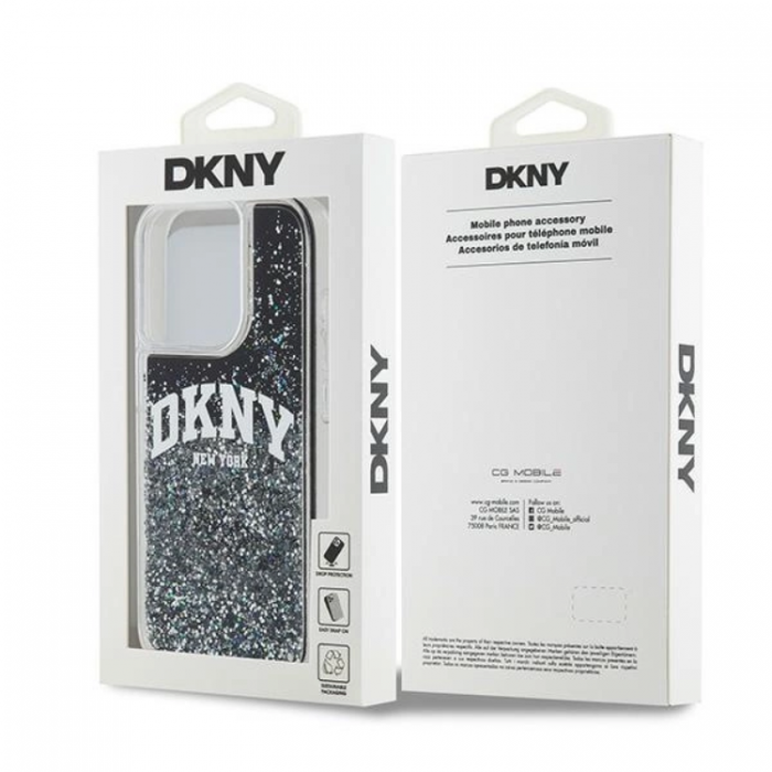 DKNY - DKNY iPhone 15 Pro Mobilskal Liquid Glitter Big Logo - Svart