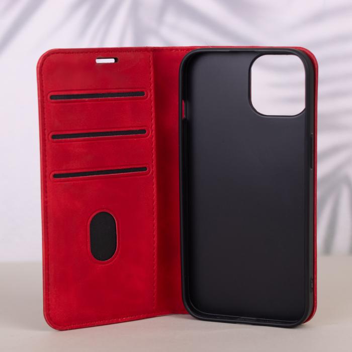 A-One Brand - iPhone 16 Plus Plnboksfodral Smart Suede - Rd