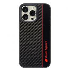 Audi - Audi iPhone 16 Pro Max Mobilskal Carbon Fiber Stripe - Svart