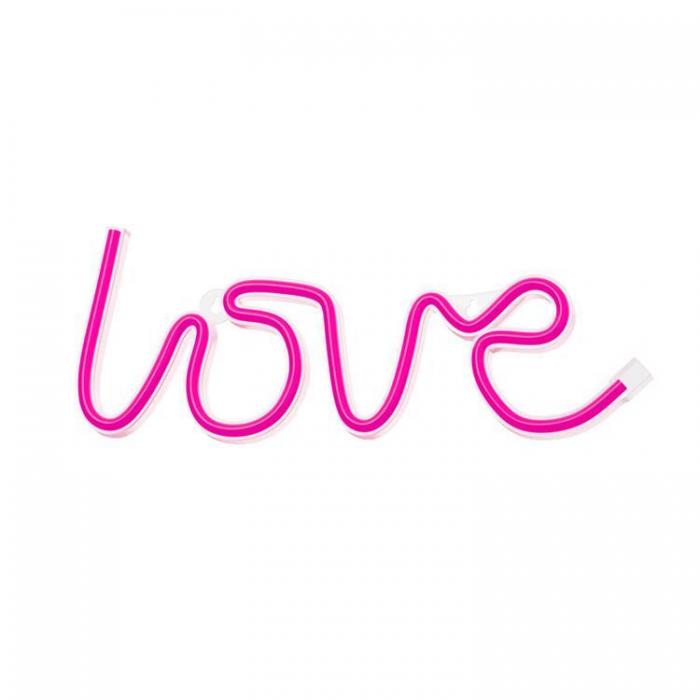 Forever Light - Forever Light LED Neon LOVE Bat FLNE05 + USB - Rosa