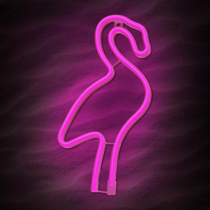 Forever Light - Forever Light LED Neon Light Flamingo Bat + USB FLNE18 - Rosa