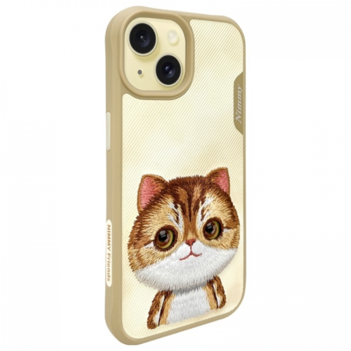 NIMMY - Nimmy iPhone 15 Mobilskal Big Eyed Pet 2.0 Cat - Khaki