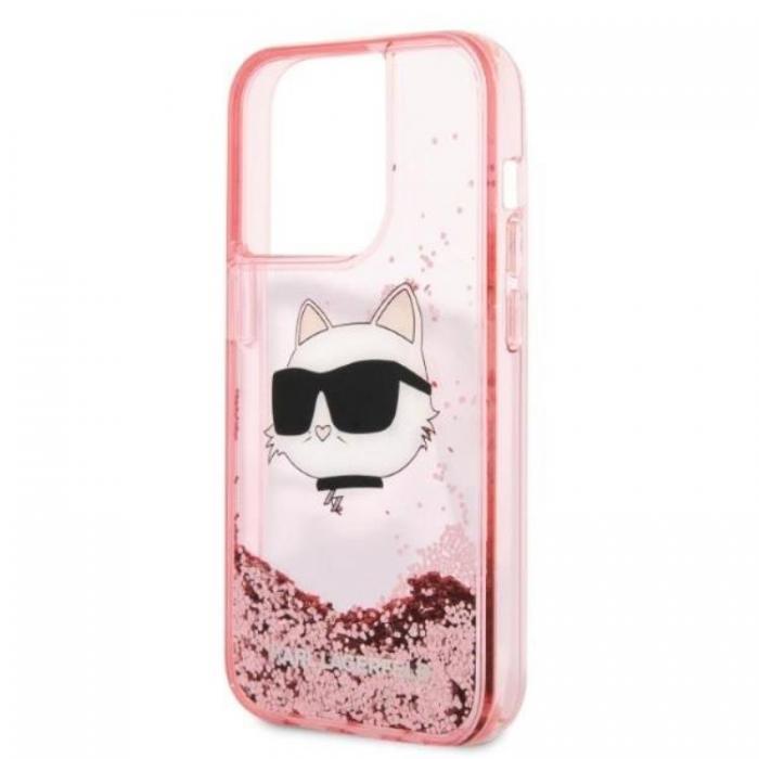 KARL LAGERFELD - Karl Lagerfeld iPhone 14 Pro Skal Glitter Choupette Head - Rosa