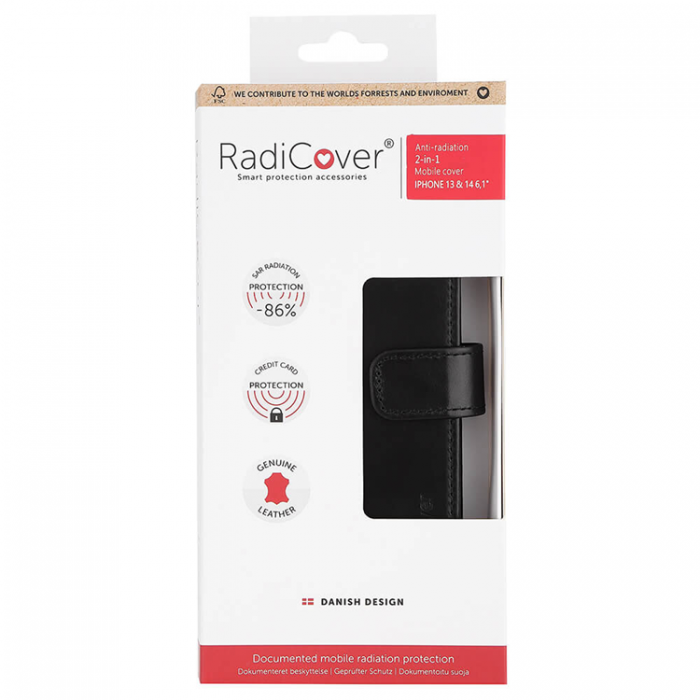 Radicover - Radicover iPhone 14 Plnboksfodral Strlningsskydd 2-i-1 - Svart