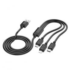 Hoco - HOCO USB-A/Lightning/Micro-USB/USB-C Kabel 1m 2A X76 - Svart