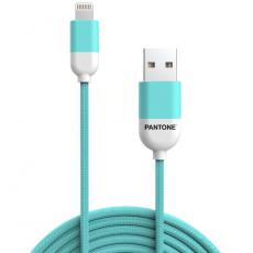 PANTONE - Pantone USB/Lightning 1.5m Kabel MFi 2.4A Teal 3242C - Blå