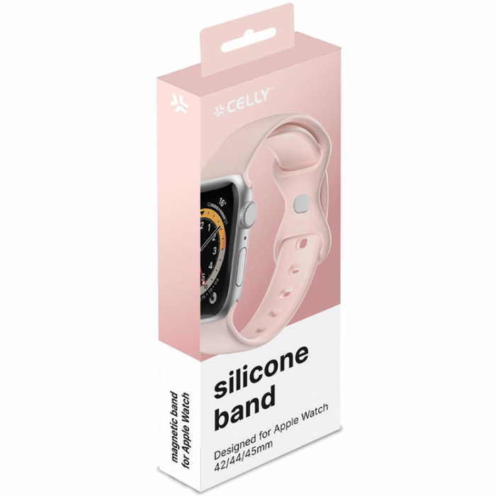 Celly - Celly Apple Watch (42/44/45mm) Armband Silikon - Rosa