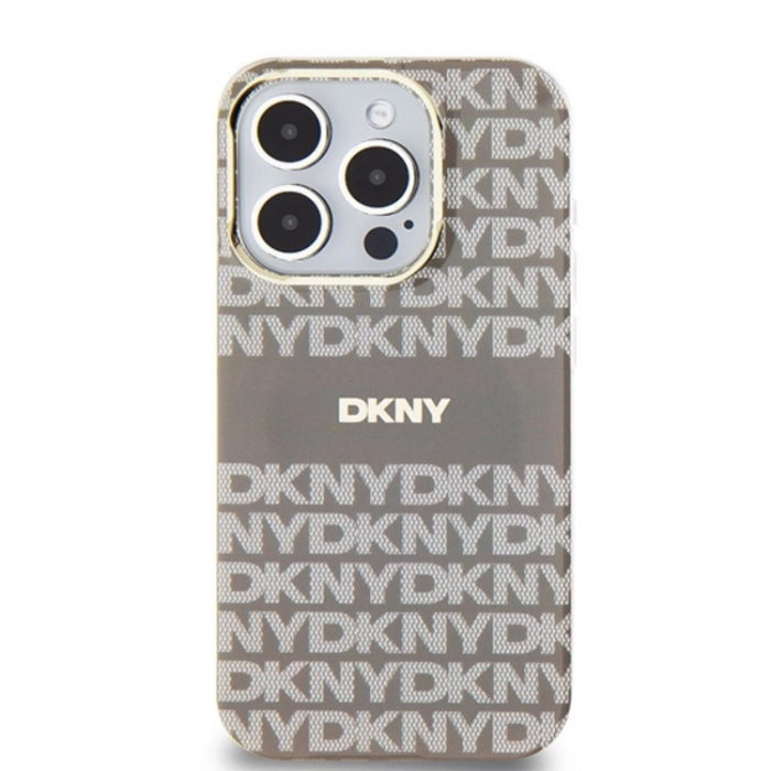 DKNY - DKNY iPhone 15 Pro Mobilskal Magsafe IML Mono & Stripe - Beige