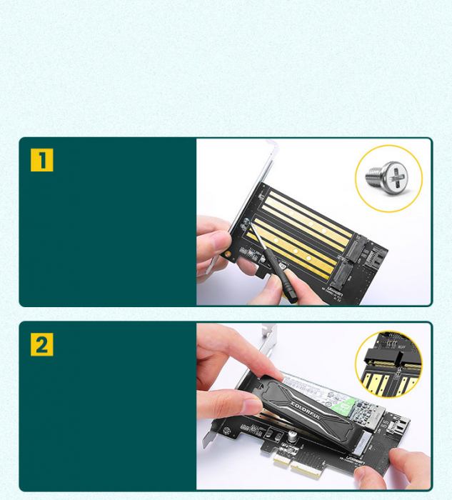 Ugreen - Ugreen Expansionskort Adapter PCIe 3.0x4 to SSD - Svart