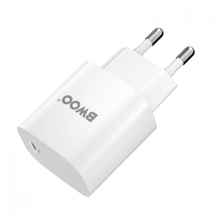 BWOO - BWOO Vggladdare 20W + Kabel USB-C Till Lightning 1m - Vit