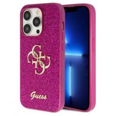 Guess - Guess iPhone 15 Pro Mobilskal Glitter Script Big - Rosa