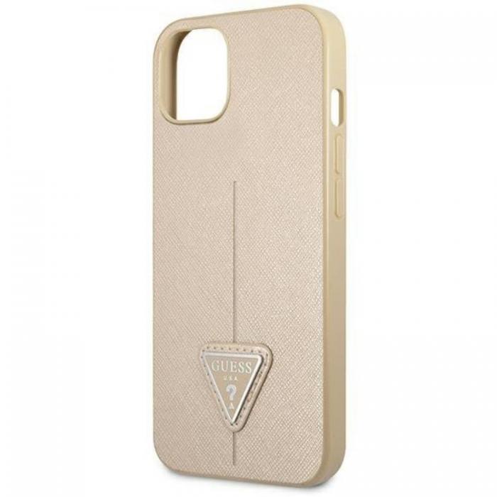 Guess - GUESS iPhone 14 Plus Skal Saffiano Triangle Logo - Beige