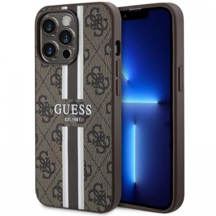 Guess - Guess iPhone 13 Pro Max Mobilskal MagSafe Printed Stripes - Brun