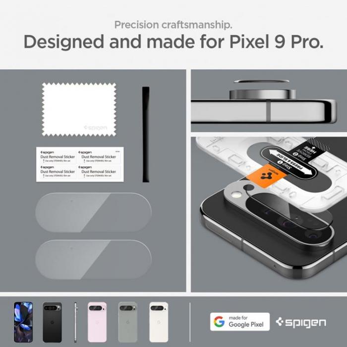 Spigen - [2-Pack] Spigen Google Pixel 9 Pro Linsskydd Hrdat Glas EZ Fit