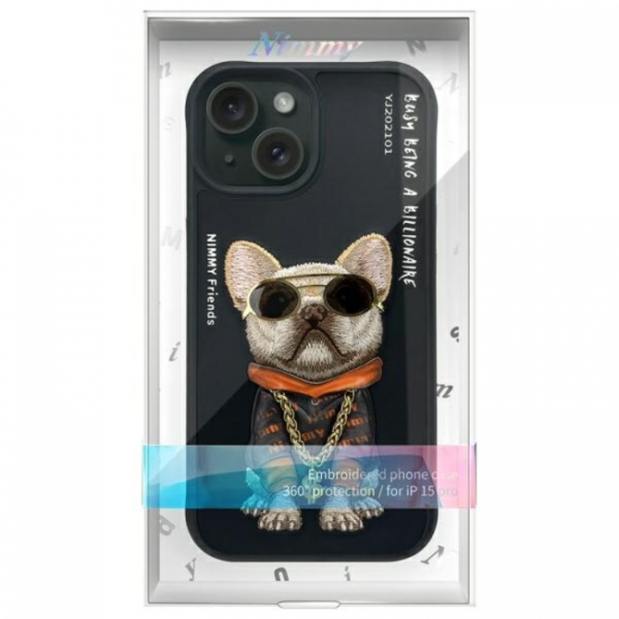 NIMMY - Nimmy iPhone 15 Mobilskal Glasses Cool Dog - Svart