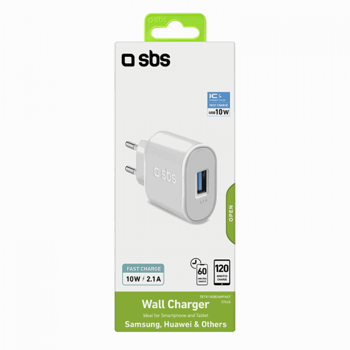 SBS - SBS Vggladdare 10W USB-A - Vit