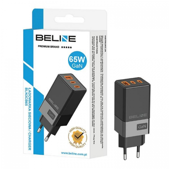 Beline - Beline Vggladdare 2x USB-C Till USB-A - Svart