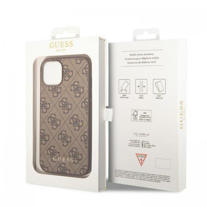 Guess - Guess iPhone 15 Plus Mobilskal Metall Gold Logo - Brun