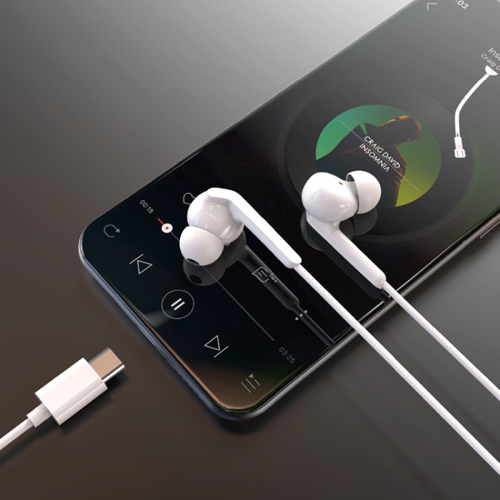 Dudao - Dudao In-Ear Hrlurar USB-C 1.2m X3C Plus - Vit