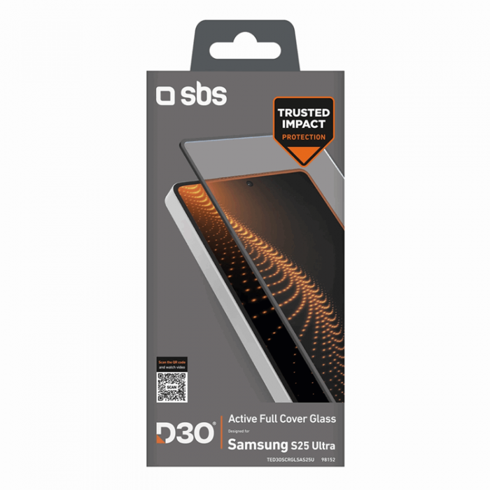 SBS - SBS Galaxy S25 Ultra Hrdat glas Skrmskydd D3O med Ram