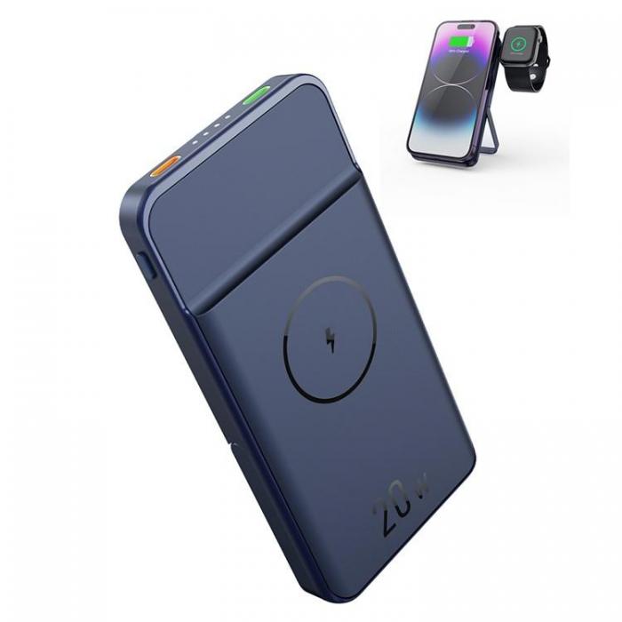 A-One Brand - Magnetic Trdls Powerbank 10000mAh 15W Kickstand - Bl