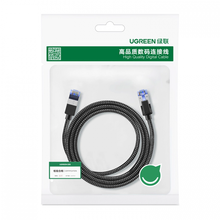 Ugreen - Ugreen Cat8 RJ45 Ethernet Ntverk Kabel 1.5m Copper Core - Svart