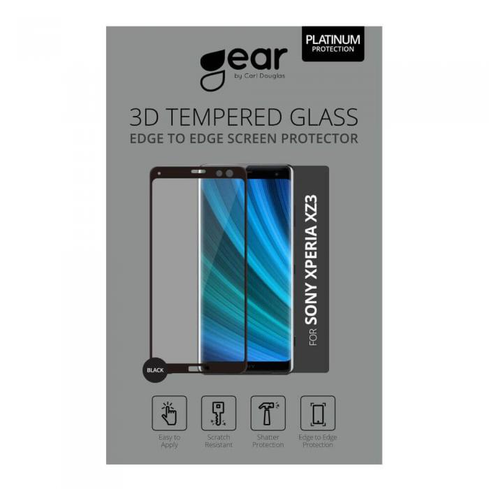 GEAR - GEAR Hrdat Glas Skrmskydd 3D Full Cover Svart Sony Xperia XZ3