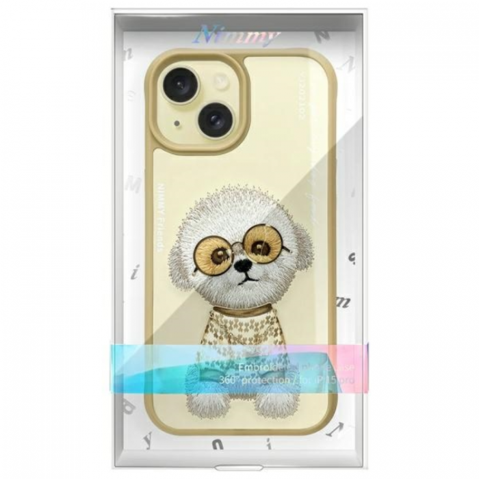 NIMMY - Nimmy iPhone 15 Mobilskal Glasses Cool Dog - Khaki