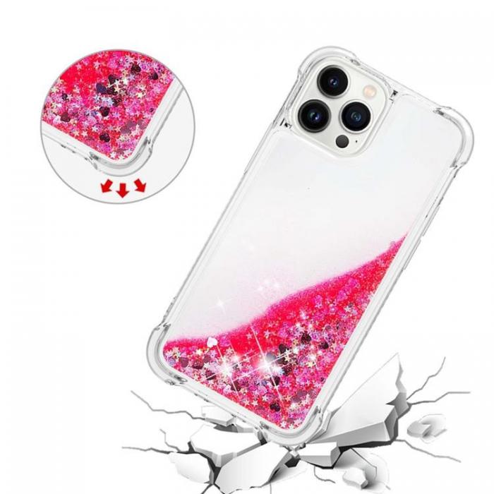 A-One Brand - iPhone 14 Pro Skal Liquid Floating Glitter - Rosa