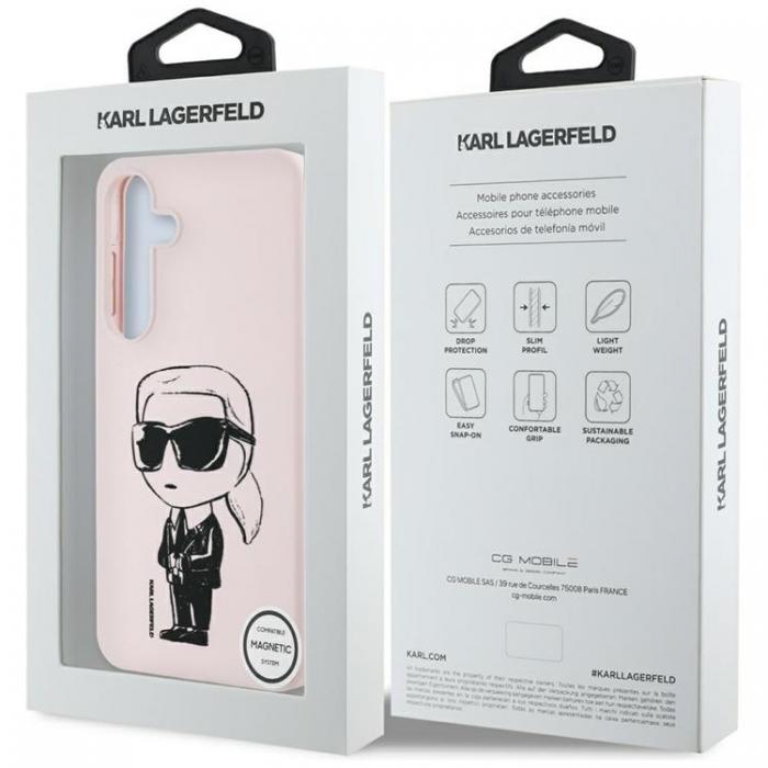 KARL LAGERFELD - Karl Lagerfeld Galaxy S25 Ultra Mobilskal MagSafe Silikon Graffiti Ikonik - Rosa