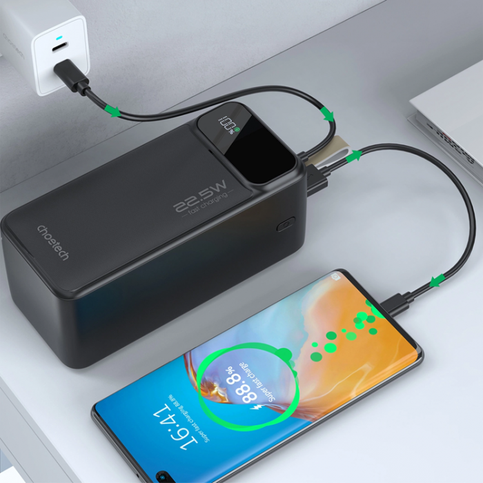 Choetech - Choetech Powerbank 50000mAh 22.5W PD USB-C, USB-A - Svart