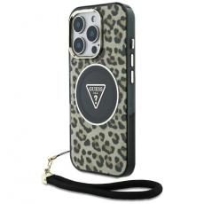 Guess - Guess iPhone 16 Pro Max Mobilskal MagSafe IML Leopard Triangle Strap - Brun