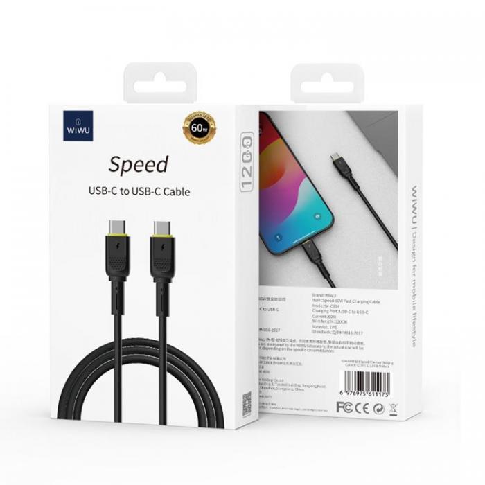 WIWU - WIWU USB-C Till USB-C 60W Kabel 1.2m - Svart