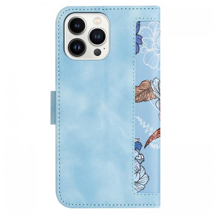 A-One Brand - iPhone 15 Pro Max Plnboksfodral Flower Pattern - Ljusbl