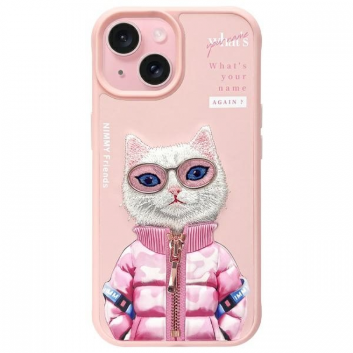 NIMMY - Nimmy iPhone 15 Mobilskal Cool & Cute 2.0 Cat - Rosa