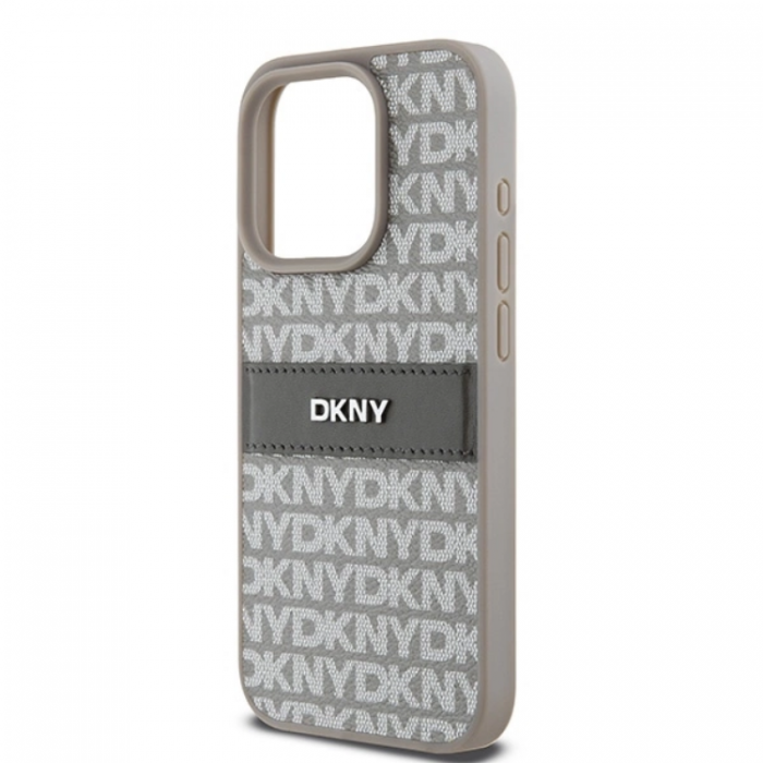 DKNY - DKNY iPhone 15 Pro Mobilskal Lder Mono Stripe & Metal Logo