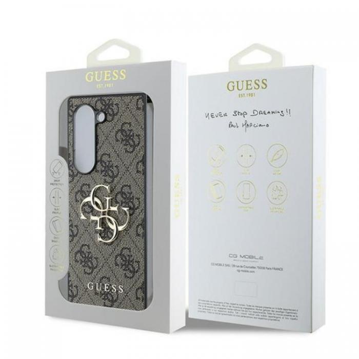 Guess - Guess Galaxy Z Fold 6 Mobilskal Lder 4G Metal Logo - Brun