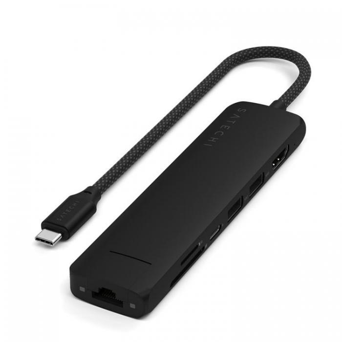 Satechi - Satechi 7-i-1 HUBB USB-C Slim Multiport Adapter med Ethernet - Svart