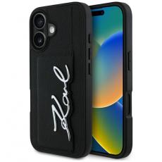 KARL LAGERFELD - Karl Lagerfeld iPhone 16 Mobilskal Korthållare Metal Signature - Svart