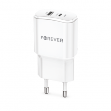 Forever - Forever Väggladdare 1x USB-C 1x USB 20W - Vit