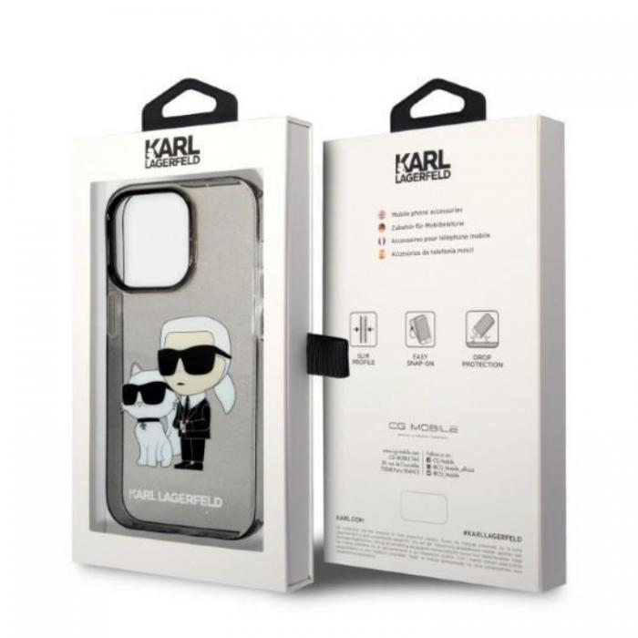 KARL LAGERFELD - Karl Lagerfeld iPhone 14 Pro Max Skal IML GLIT NFT Karl & Choupette - Svart