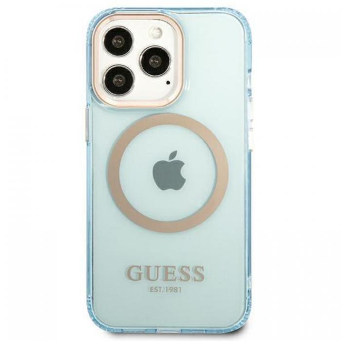 Guess - GUESS iPhone 13 Pro Max Skal MagSafe Gold Outline Translucent - Bl