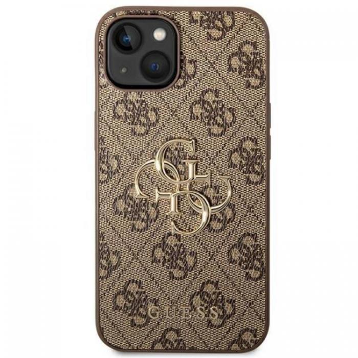 Guess - GUESS iPhone 14 Skal Big Metall Logo - Brun