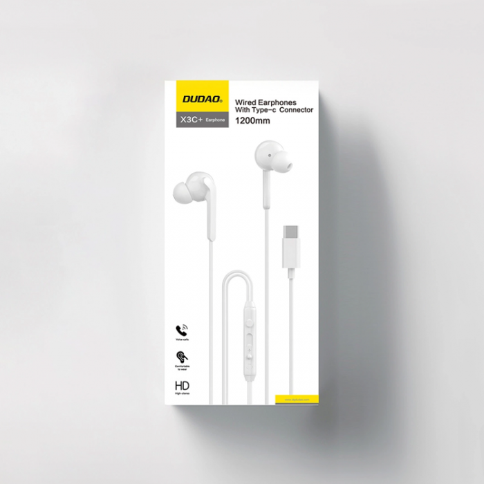 Dudao - Dudao In-Ear Hrlurar USB-C 1.2m X3C Plus - Vit