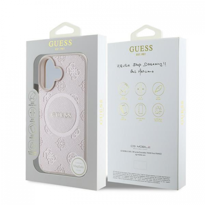 Guess - Guess iPhone 16 Mobilskal Magsafe Saffiano Peony Classic Logo