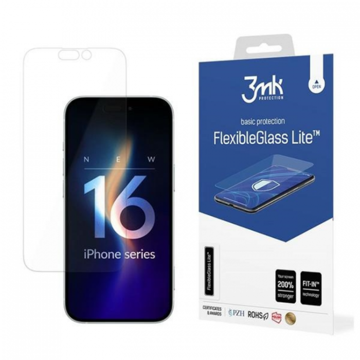 3MK - 3MK iPhone 16 Hrdat Glas Skrmskydd FlexibleGlass Lite