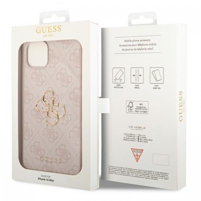 Guess - GUESS iPhone 14 Skal 4G Big Metal Logo - Rosa