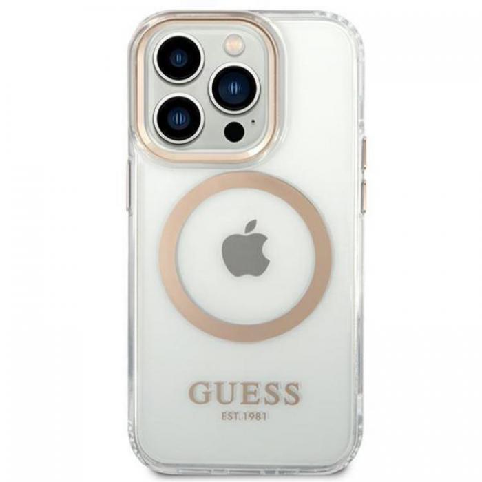 Guess - GUESS iPhone 14 Pro Max Skal Magsafe Metal Outline - Guld